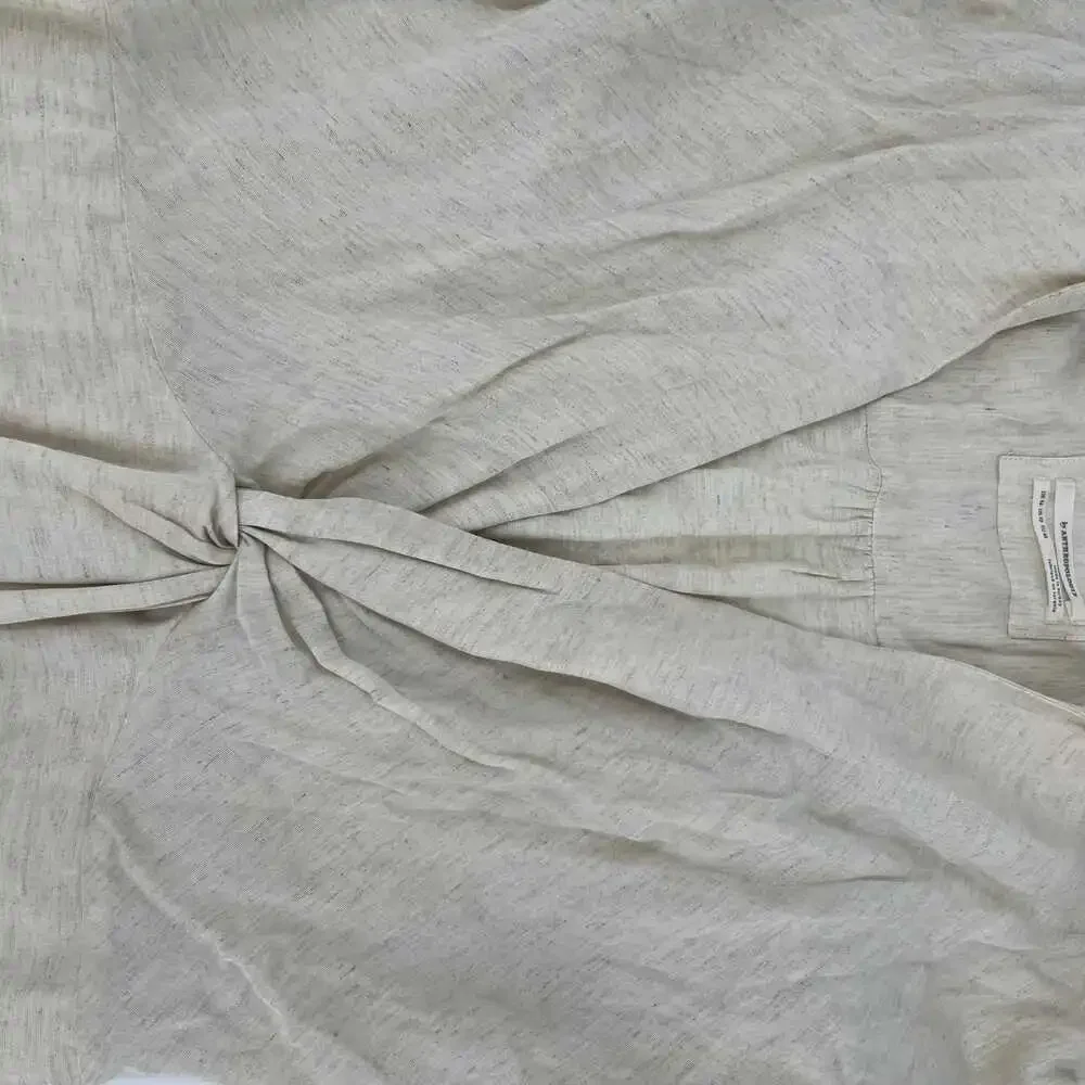 Anthropologie Cream Cotton Long Sleeve Midi Dress | Size 12